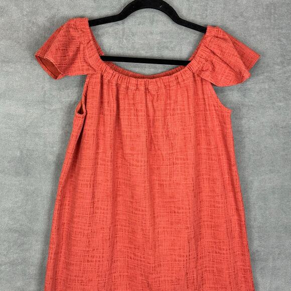 Madewell Dress Womens Small Pink Mini Off the Shoulder Boho Hippie Loose Resort - Picture 5 of 13